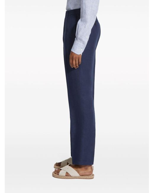 Zegna Blue Oasi Tapered-leg Linen Trousers for men