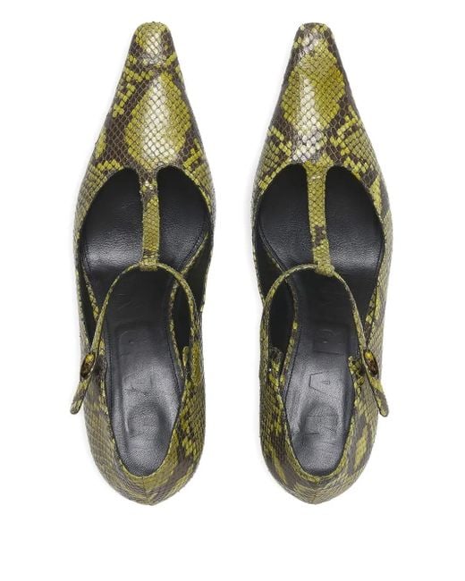 Marni Green T-Bar Pumps Mit Python-Print 60Mm