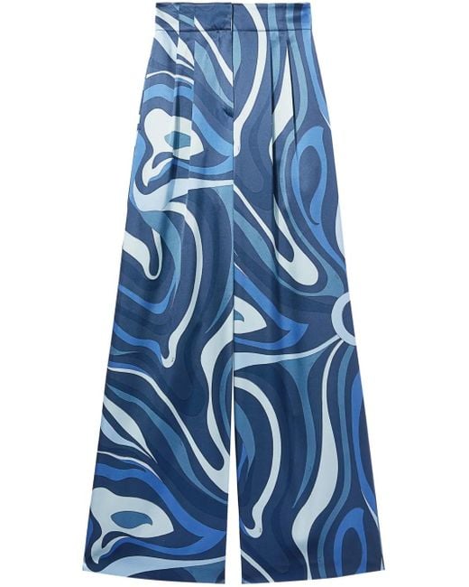 Emilio Pucci Blue Abstract-Print Silk Culottes