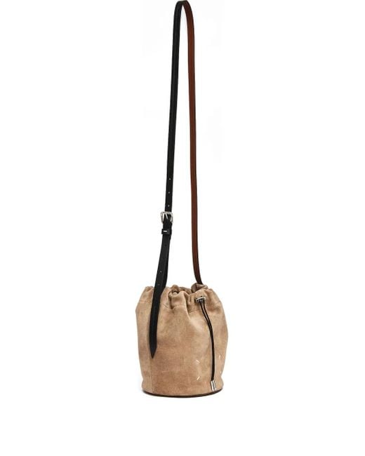 Maison Margiela Metallic Drawstring-Fastening Suede Bucket Bag