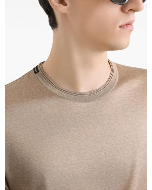 Dolce & Gabbana Natural Short-Sleeved Silk T-Shirt for men