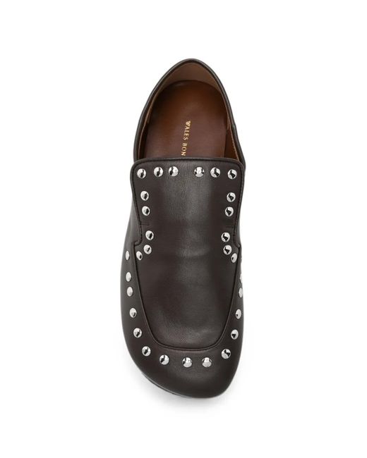 Wales Bonner Gray Stud-Embellished Leather Loafers