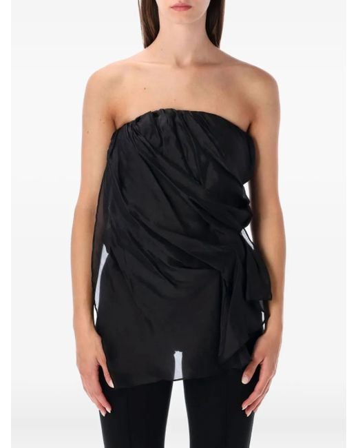 THE GARMENT Black Gilian Draped-Effect Strapless Top