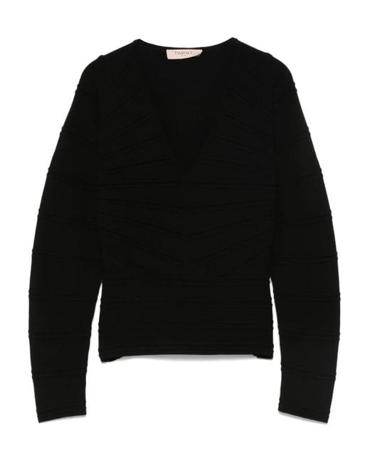 Twinset Black V-Neck Top