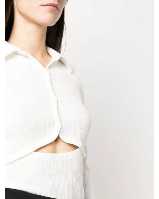 Helmut Lang White Cut-Out Knitted Top