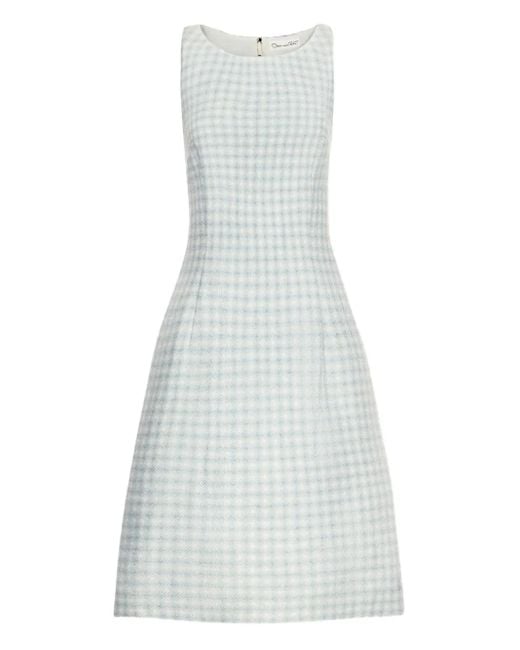 Oscar de la Renta White Tweed-Minikleid mit Vichy-Karo