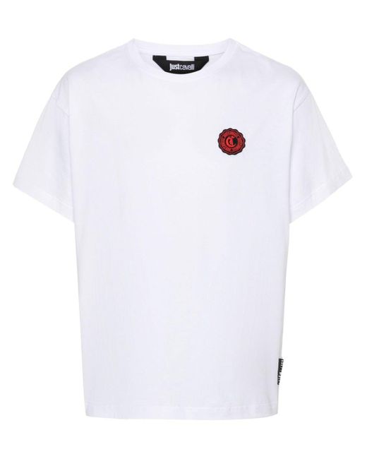 Camiseta con parche del logo Just Cavalli de hombre de color White