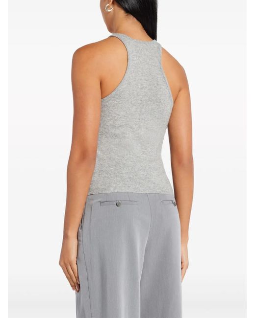 Staud Gray Ayana Ribbed-Knit Tank Top