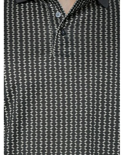 Emporio Armani Gray Geometric-Print Polo Shirt for men