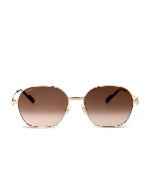 Cartier Brown Geometric-Frame Sunglasses