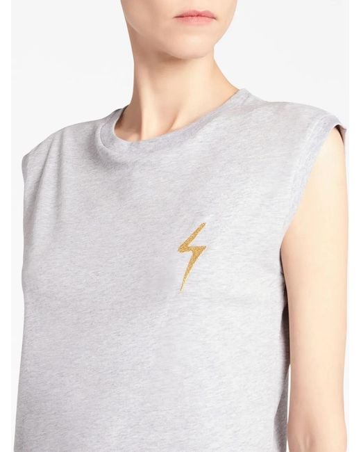 Giuseppe Zanotti White Ursella Logo-Embroidered Sleeveless Cotton Tank Top
