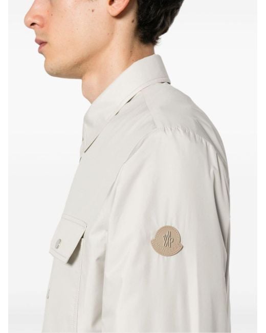 Moncler White Neutral Piz Logo Appliqué Shirt Jacket for men