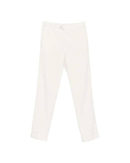 Kiton White Logo-Patch Straight-Leg Trousers for men