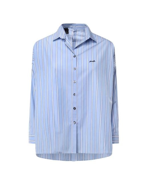 Pinko Blue Striped Embroidered-Logo Shirt