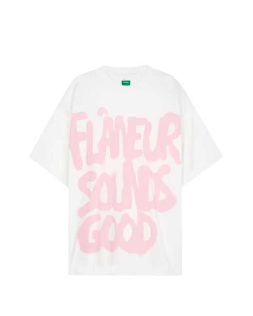 flâneur Pink Spray-Effect Logo-Print T-Shirt for men