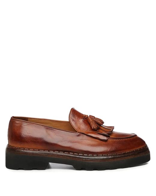Eleventy Brown Tassel Leather Loafers for men