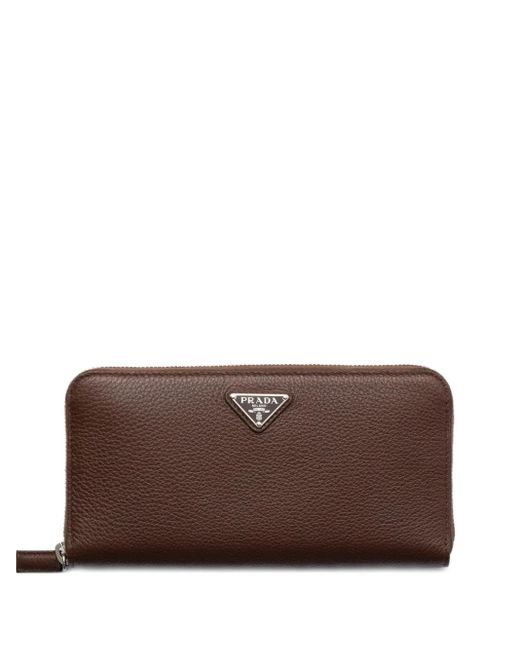 Prada Strukturiertes Portemonnaie mit Reißverschluss in Brown für Herren