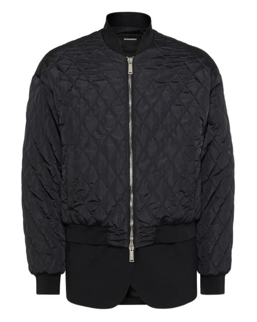 DSquared² Black Quilted Bomber Jacket for men