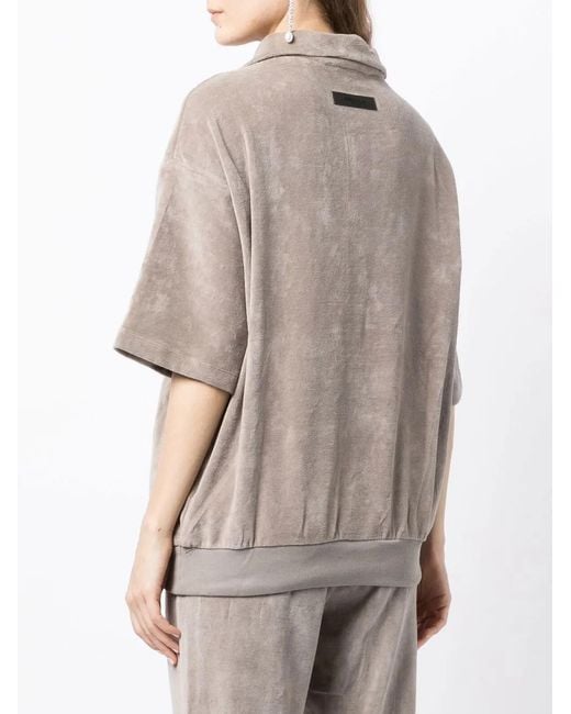 Fear Of God Natural Velour Mock-Neck Half-Sleeve Top