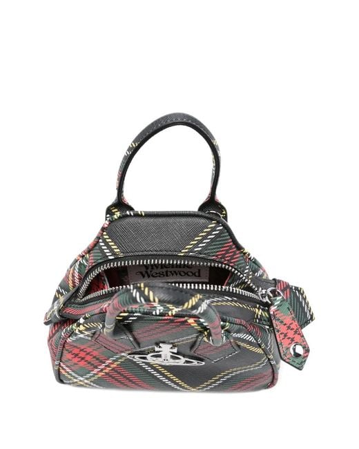 Vivienne Westwood Black Mini Yasmin Tartan-Check Cross Body Bag