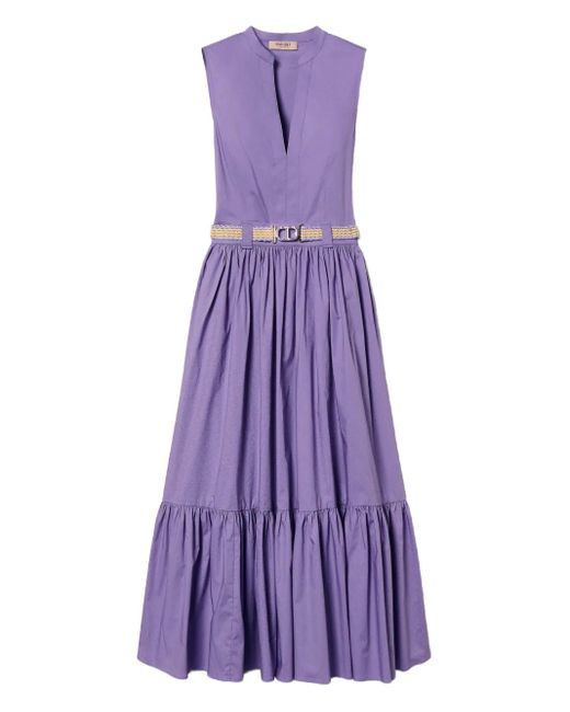 Robe Mi-Longue En Popeline Twinset en coloris Purple