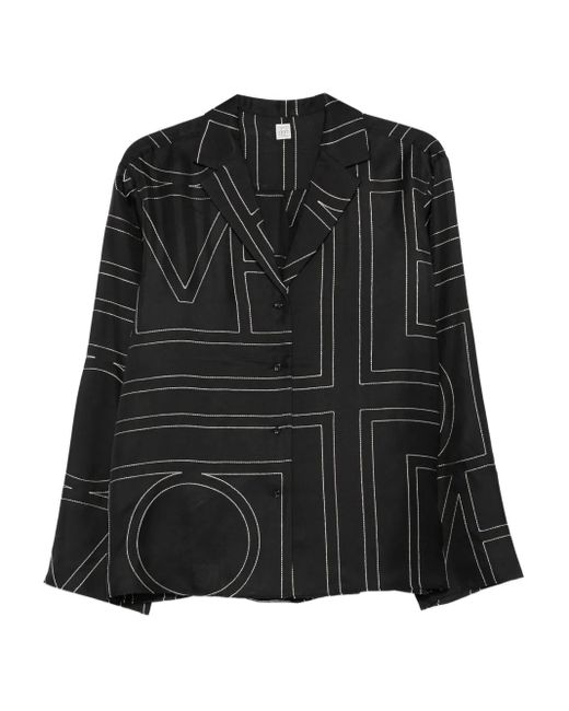Totême  Black Monogram Print Shirt