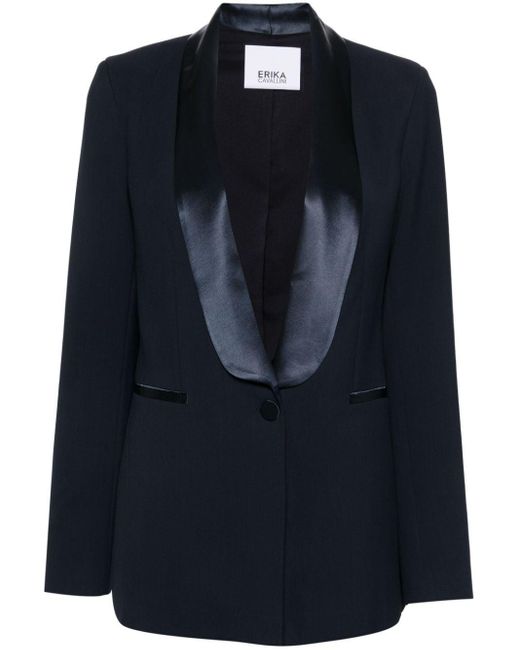 Erika Cavallini Semi Couture Blazer Met Satijnen Revers in het Black