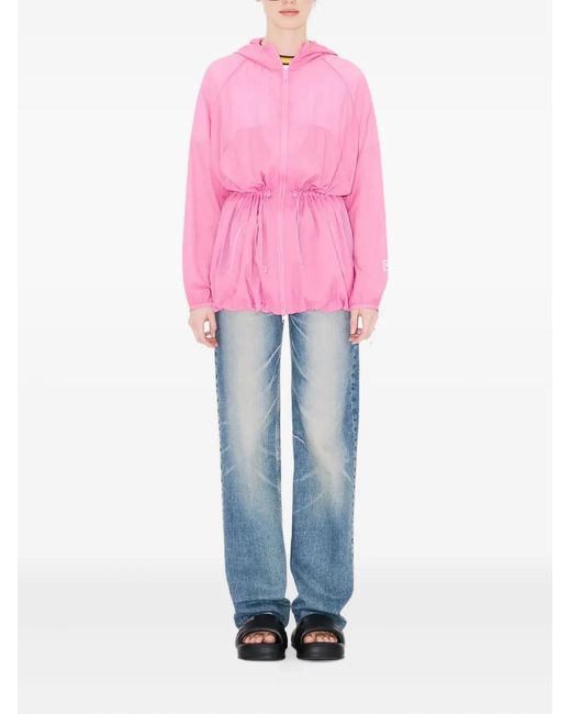 KENZO Pink Windbreaker Drawstring Hooded Jacket