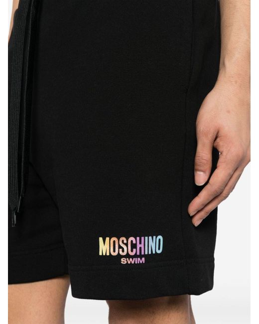 Moschino Black Logo-print Track Shorts for men