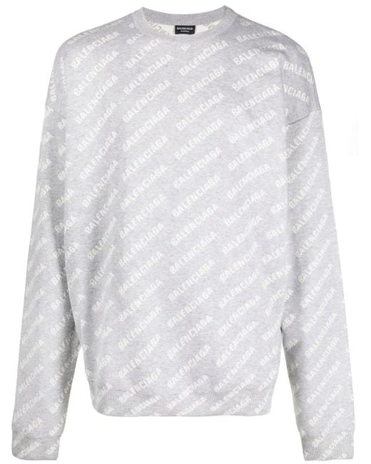 Balenciaga Intarsien-Pullover Mit Rundhalsausschnitt in White für Herren
