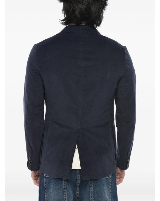Paolo Pecora Blue Single-Breasted Cotton Blazer for men