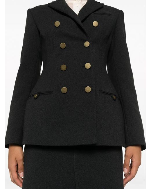 Philosophy Di Lorenzo Serafini Black Double-Breasted Fitted-Waistline Blazer
