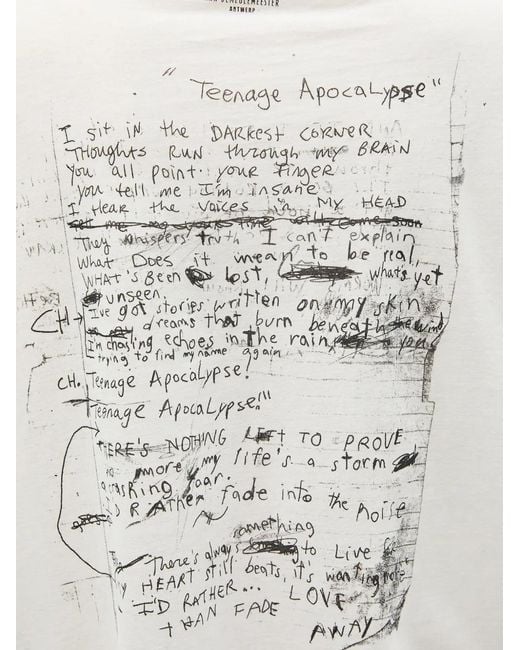Ann Demeulemeester White Teenage Apocalypse Graphic-Print T-Shirt for men