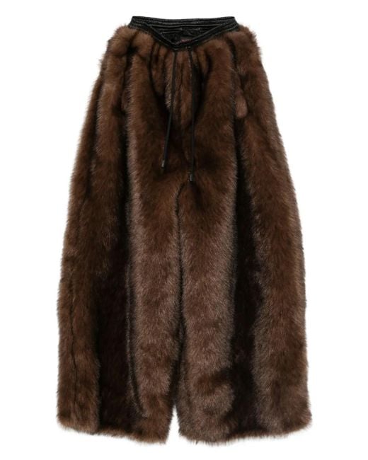LỰU ĐẠN Brown Bontan Faux-Fur Drawstring Trousers for men