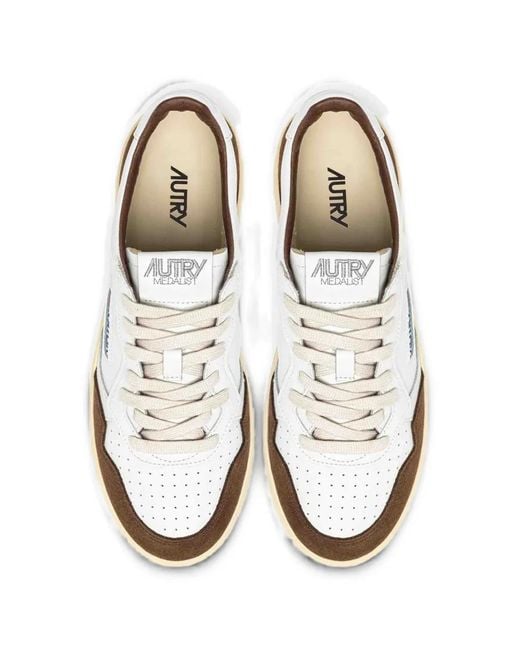 Autry White Medalist Leather Sneakers for men