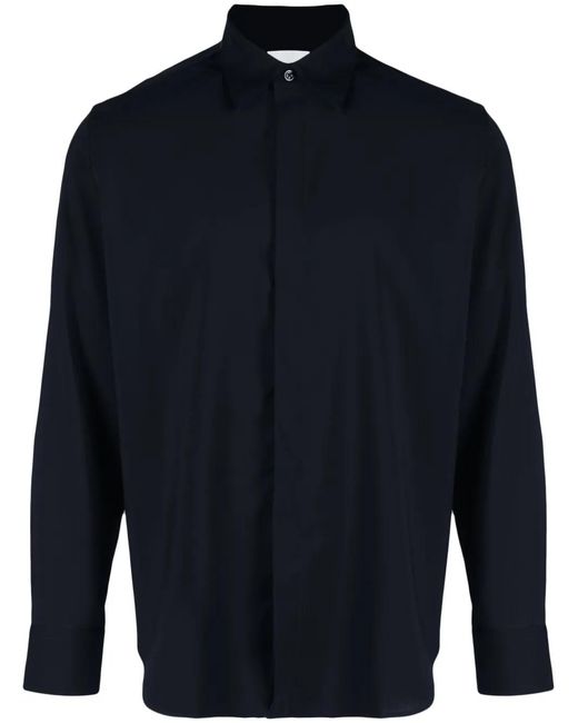 PT Torino Blue Long-Sleeved Virgin Wool Shirt for men