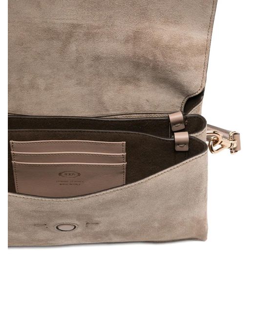 Tod's Brown Mini T Timeless Flap Shoulder Bag