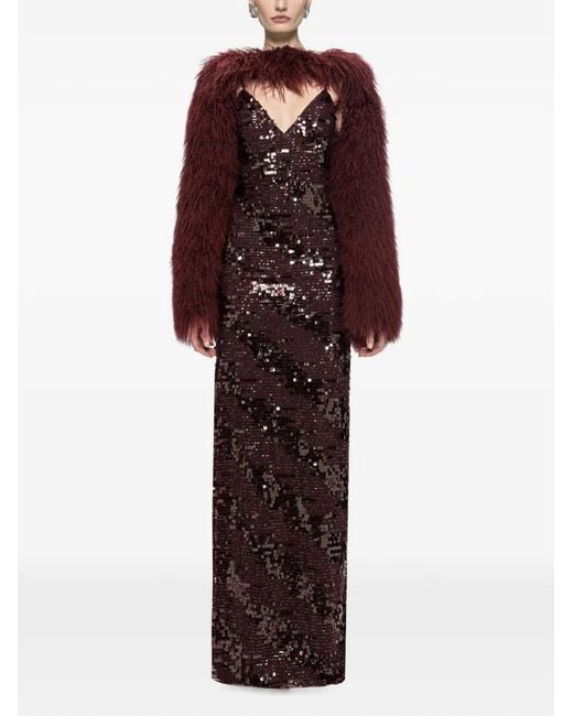 Nissa Purple Sequin-Embellished Backless Maxi Dress