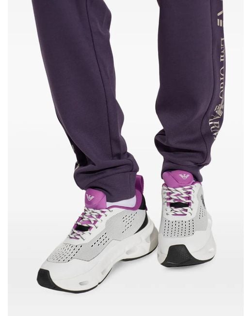 Emporio Armani White Logo-Embroidered Sneakers
