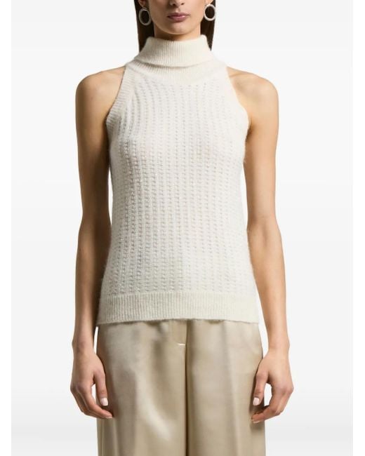 Peserico White Turtleneck Sleeveless Knitted Vest