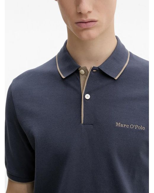 Marc O' Polo Blue Logo-Embroidered Polo Shirt for men