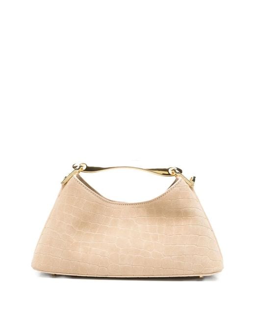 Elleme Natural Mini Boomerang Croc-Effect Tote Bag