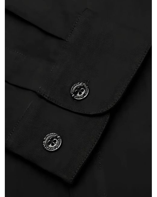 Advisory Board Crystals Black Textured Button-Cuff Shirt for men