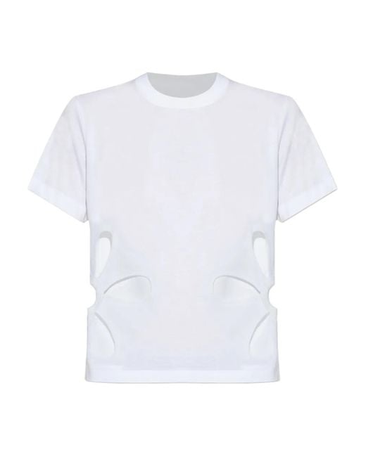 Noir Kei Ninomiya Floral Cut-Out T-Shirt in White | Lyst