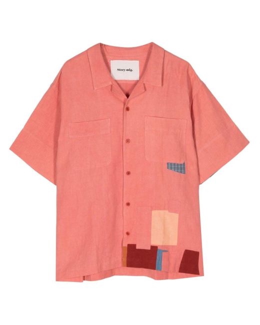 Camicia con applicazione PA di STORY mfg. in Pink da Uomo