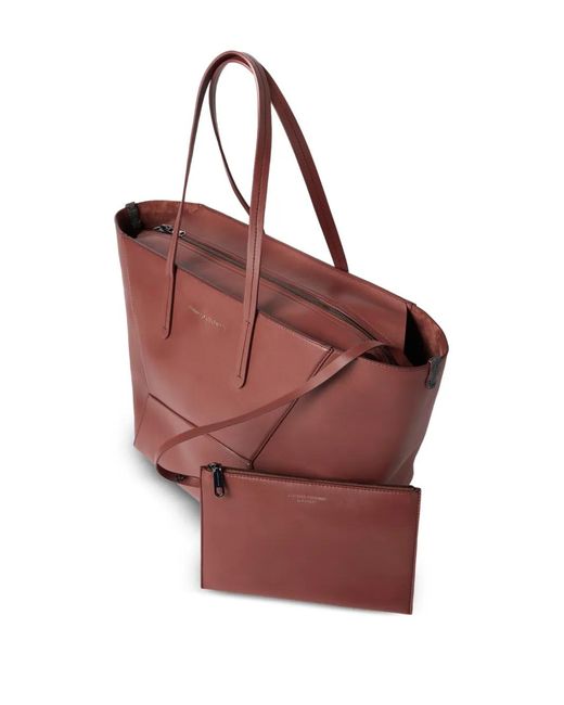 Brunello Cucinelli Red Leather Shopping Bag