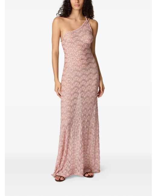 Missoni Maxi One-Shoulder Beach Dress in Pink | Lyst Missoni Maxi One-Shoulder Beach Dress in Pink | Lyst