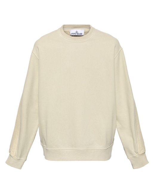 Stone Island White Logo-Embroidered Sweatshirt for men