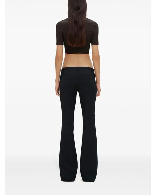 Courreges Black Ribbed Knit V-Neck Top