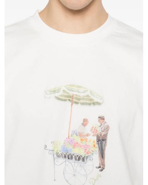 Drole de Monsieur White T-Shirt Fleuriste for men